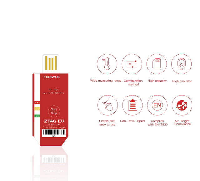 Bộ ghi dữ liệu nhiệt độ dùng một lần ZTAG-EU